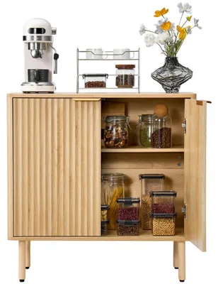 Produktbild von Kommode/Küchenschrank, 80 x 37,5 x 80 cm, Eichenholzoptik, mit 2 Einlegeböden