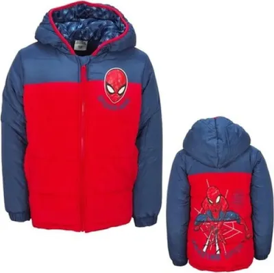 Produktbild von Marvel Spiderman Kinder Winterjacke Jungen Jacke mit Kapuze – Blau / 98