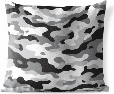 Produktbild von MuchoWow® Outdoor Kissen - Schwarz-weißes Camouflage-Muster - 50x50 cm - Wetterfest - Lounge Kissen - Komfortabel - Kissen mit Bild