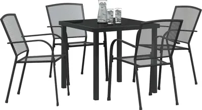 Image de vidaXL Ensemble de jardin pour 5 personnes, anthracite, acier avec revêtement en poudre