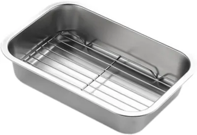 Productafbeelding van Roestvrijstalen Bakplaat - Ovenplaat Rooster - Bakken Braden Koelen - Gelijkmatige Warmteverdeling - 36x27x15 cm - Zilverkleurig