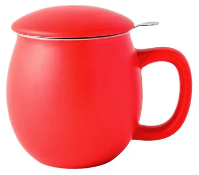 Immagine prodotto di Tazza da tè in Vetroceramica con infusore e coperchio, finitura opaca, color grigio, capacità 360 ml