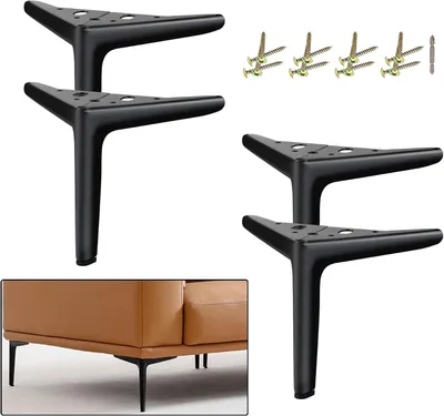 Produktbild von 4 Möbelfüße Schwarz, 15 cm Metallfüße für Möbel, Moderne DIY Sofa- und Schrankfüße mit Schrauben