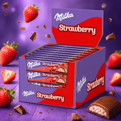 Immagine prodotto di Tavoletta di cioccolato Milka Strawberry & Crispies, 36,5g