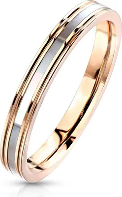 Produktbild von Damen Ring Edelstahl Perlmutt-Inlay Herren Bandring Autiga® rosegold 54 - Ø 17,32 mm