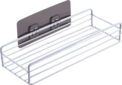 Produktbild von Eisen Wandmontage Selbstklebendes Badezimmer Küchenregal Aufbewahrungsregal Zubehör, Weiß