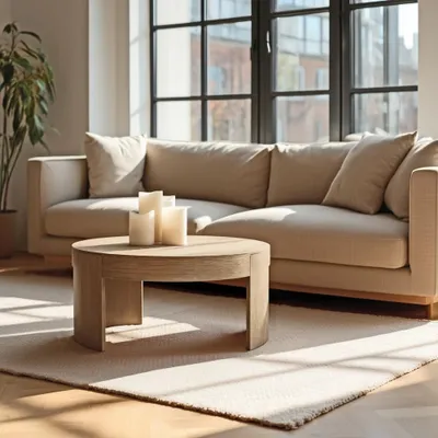 Produktbild von ELLA – Runder Couchtisch, Durchmesser 90 cm, natürliche Farbe, abgerundetes Design