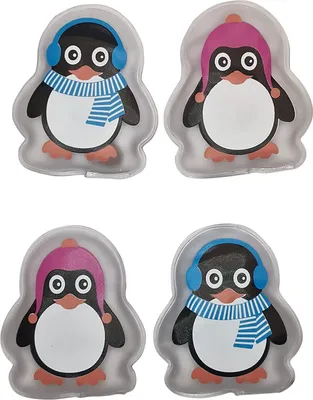 Produktbild von ocona Handwärmer Taschenwärmer Handtaschenwärmer Wärmeknickkissen Heizpad wiederverwendbar 4er Set (Pinguin mit Mütze)