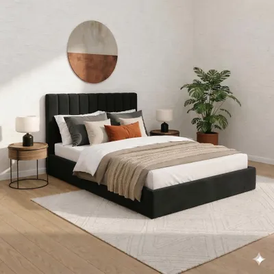 Obrázek produktu pro FurMeb24 Čalouněná postel POSO 1 – 160 x 200 cm – s matrací – látka Riviera 100