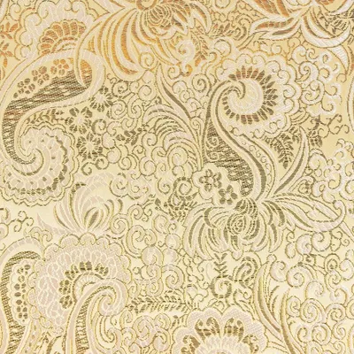 Produktbild von Jacquardstoff Meterware Polyester Paisley Ornament goldfarbig silberfarbig