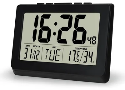 Digitale LCD-Wanduhr 10 Zoll, batteriebetrieben, mit Wecker und Temperatur
