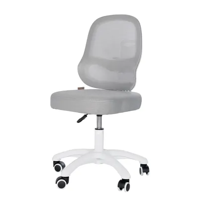 Produktbild von roba Kinderbürostuhl 3D verstellbar grau - Ergonomischer Drehstuhl - atmungsaktive Rückenlehne & Sitztiefenverstellung - Ohne Armlehnen & Fußbrett