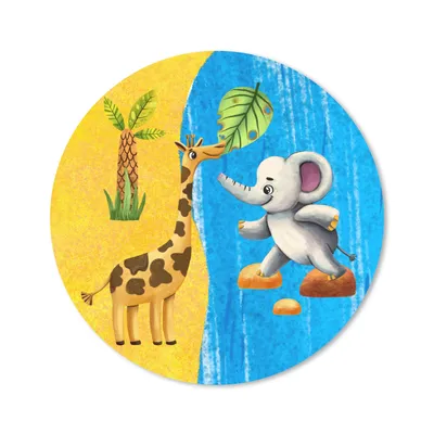Produktbild von MuchoWow® Mauspad Mousepad Elefant - Giraffe - Strand - Meer 30x30 cm - Mousepads - Maus Mat - Pad - Mausunterlage - Tischunterlage - Schreibtischmatten