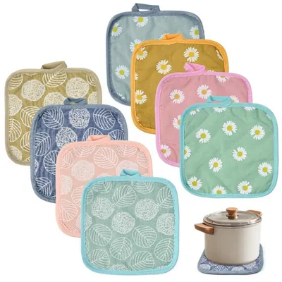Produktbild von Topfuntersetzer 8er Set Baumwolle Hitzebeständig 17x17cm Waschbar
