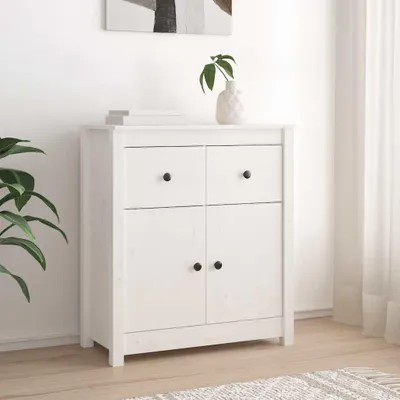 Image de vidaXL Sideboard Blanc 70x35x80 cm Pin massif