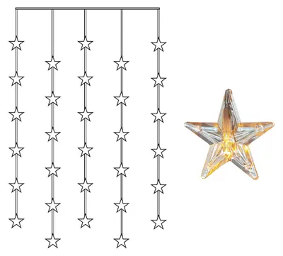 Image de Rideau lumineux LED Star Curtain 30 LED blanc chaud H 120cm L 90cm