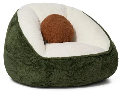 Zdjęcie produktu dla Fotel-worek – fotel typu beanbag dla dorosłych – imitacja skóry  królicze, z torbą, wygodny fotel wypoczynkowy do salonu – zielony