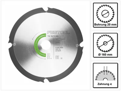 Immagine prodotto di Festool Lama diamantata 160 x 2,2 x 20 DIA4 per TS 55 R e TSC 55 ( 201910 )