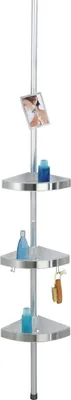 Immagine prodotto di Scaffale telescopico da bagno - Spazio contenitivo e ganci - 1 pezzo - Plastica - 27,5 x 70-260 x 20 cm