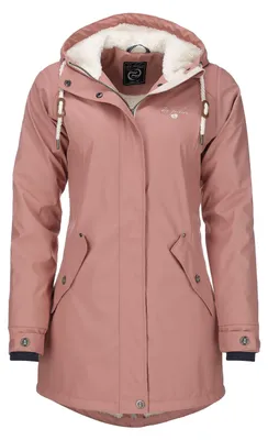 Produktbild von Dry Fashion Damen Regenmantel Malmö - Frauen Regenjacke Jacke mit Kapuze Lang Winddicht Wasserdicht Gefüttert mit Teddyfleece in Rosa Größe 42