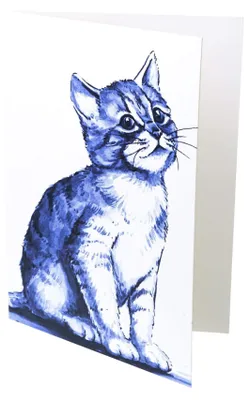 Imagen del producto de Heinen Delfts Blauw – Tarjeta de felicitación con motivo de un gato