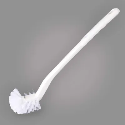 Immagine prodotto di Spazzola per WC con manico lungo, curva per la pulizia dello scarico, colore bianco, confezione singola