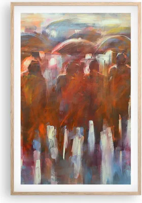 Produktbild von Gerahmtes Poster - Rahmen in heller Eiche - Regenschirme Menschen Handwerk - 61x91,5 cm - Wand Bild - Wanddeko - Wandbilder - Wandposter - Bilderrahmen - Bilder - Kunstdruck - Wandbild P2NPA61x91-4260