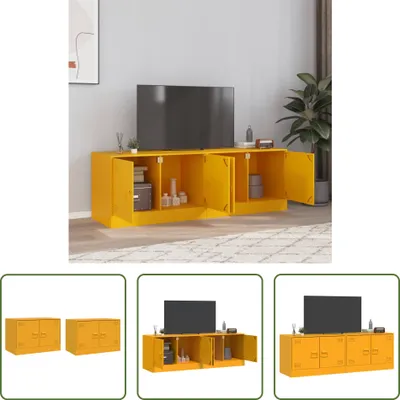 Produktbild von The Living Store TV-Schränke 2 Stk. Senfgelb 67x39x44 cm Stahl