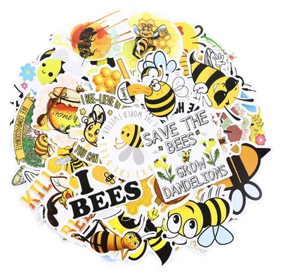 Bienen-Sticker 100 Stück, Cartoon, Vinyl, wasserdicht, 5-8 cm