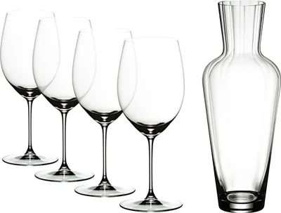 Produktbild von RIEDEL 5449/0-MOS VERITAS Cabernet / Merlot Weinglas 4er Set & Mosel Dekanter