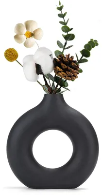 Produktbild von Schwarzes, keramikernes Donut-Vase für Blumen