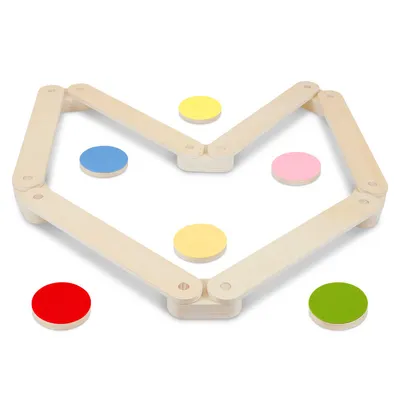 Immagine prodotto di Hengda trave d'equilibrio 18 pezzi liberamente combinabili in legno adatto ai bambini con 6 dischi colorati trave d'equilibrio gioco di abilità motorie indoor e outdoor