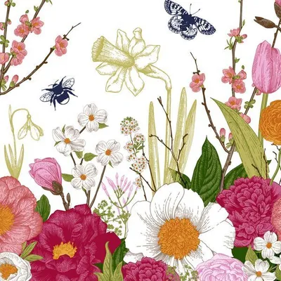 Produktbild von 240 Duni Tissue-Servietten 33 x 33 cm Spring Moment 3-lagig