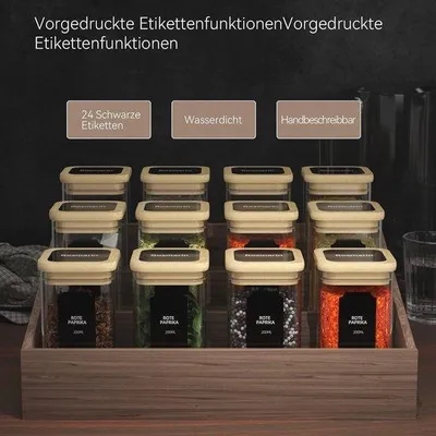 Zdjęcie produktu dla 12-częściowy zestaw do organizacji półek kuchennych – pojemniki na przyprawy
