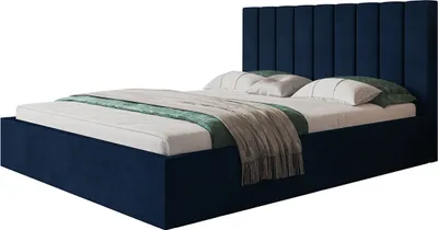 Produktbild von Elegantes Doppelbett SAPPORO SLIM 140x200 mit Bettkasten & Lattenrost aus Metall - Polsterbett Farbe: Blau, Velourestoff