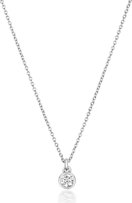 Produktbild von Funkelndes Feuer 18 Karat (750) Weißgold Damen - Diamant Anhänger mit Kette Brillant-Schliff 0.10 Karat H - SI2 - 46cm; TRS3475418KW