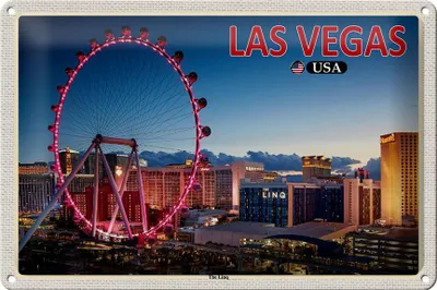 Produktbild von Blechschild Reise 30x20cm Las Vegas USA The Linq Riesenrad