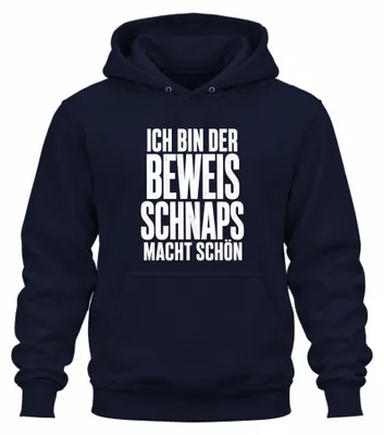 Imagen del producto de Soy la prueba de que el alcohol te hace más guapo y divertido. Sudadera con capucha, color azul marino, talla L
