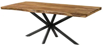 Produktbild von MASSIVMOEBEL24.DE Baumtisch Sheesham 220x100x76 natur sandgestrahlt / Kreuzgestell anthrazit matt FREEFORM 5