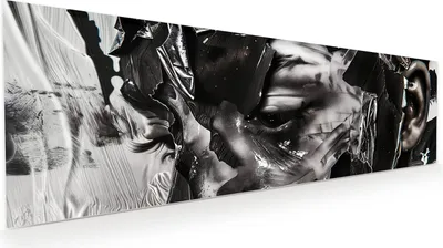 Produktbild von Glasbild 120x40cm in XXL für Wohnzimmer, Schlafzimmer Motiv Abstraktes Porträt