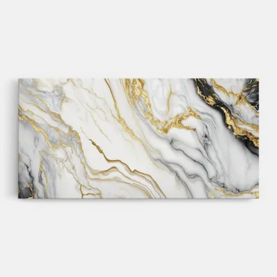 Produktbild von ARTHUB® Leinwandbild 60x120 cm, White Golden Marble | Wohnzimmerdekoration, Hängende Bilder, Wanddekoration, Heimdekoration, Abstrakte, Marmor