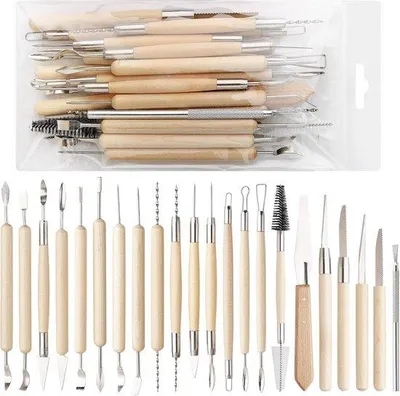 Produktbild von Houten keramiekgereedschapset, keramiekvormgereedschap, handwerkset, beginnersgereedschap, keramiekvormgereedschap voor volwassenen en studenten.
