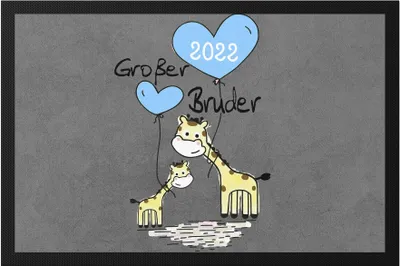 Produktbild von Großer Bruder 2022 Fußmatte Ankündigung Schwangerschaft Brüder Kinder Babynews Giraffen Motiv
