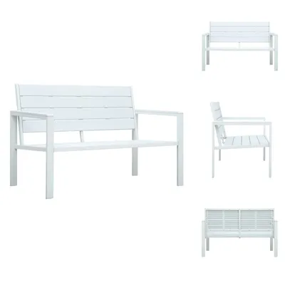 Obrázek produktu pro vidaXL Zahradní lavička 120 cm HDPE bílá se vzhledem dřeva - Zahradní lavičky