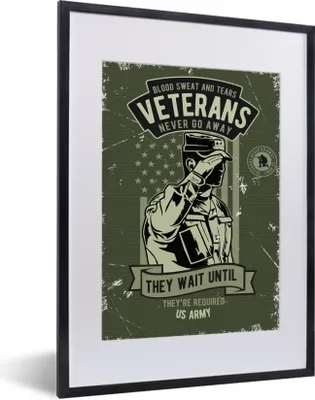 Produktbild von MuchoWow® MuchoWow® Gerahmtes Poster Vintage - Armee - Fahne 30x40 cm - Poster mit zchwarzem Bilderrahmen - Wandposter Schlafzimmer