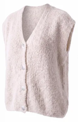 Produktbild von Strickweste Damen Flauschige Oversize-Weste 38 40 42 V-Ausschnitt Kurzweste