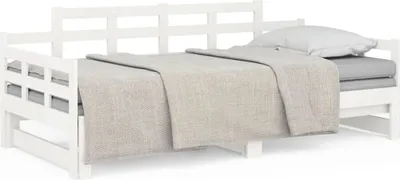 Image de vidaXL Lit de jour extensible Blanc Pin massif 2x(80x200) cm