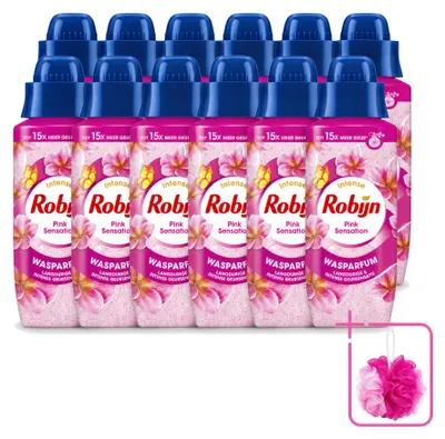 Immagine prodotto di 12 flaconi di profumo per bucato Robijn, fragranza Intense Pink Sensation, capacità 342 ml, confezione risparmio, 12 pezzi