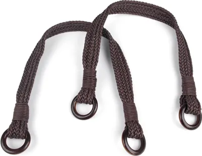 1 Paar Taschengriffe geflochten mit Ringen aus Holz 54 cm braun