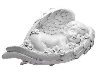 Zdjęcie produktu dla Figurka śpiącego anioła 23 x 13 cm – dekoracyjna statuetka anioła ze skrzydłami – pomysł na prezent, dekoracja religijna